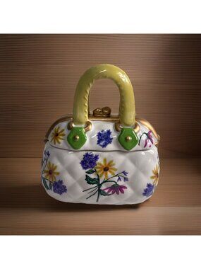 DAVID’S COOKIES FLORAL DESIGN PURSE COOKIE JAR